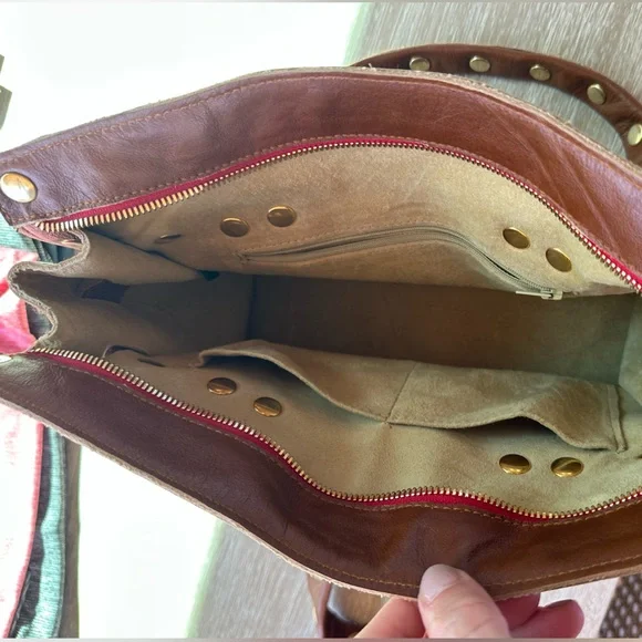 RARE NWOT Hammitt Cognac Real Leather Brentwood Satchel Handbag with Gold Studs - Picture 8 of 9